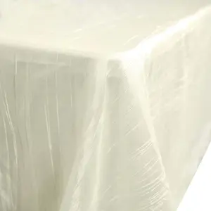 Taffeta Rectangle Tablecloth 90"x132" Ivory with Accordion Crinkle Design - Seamless Finish