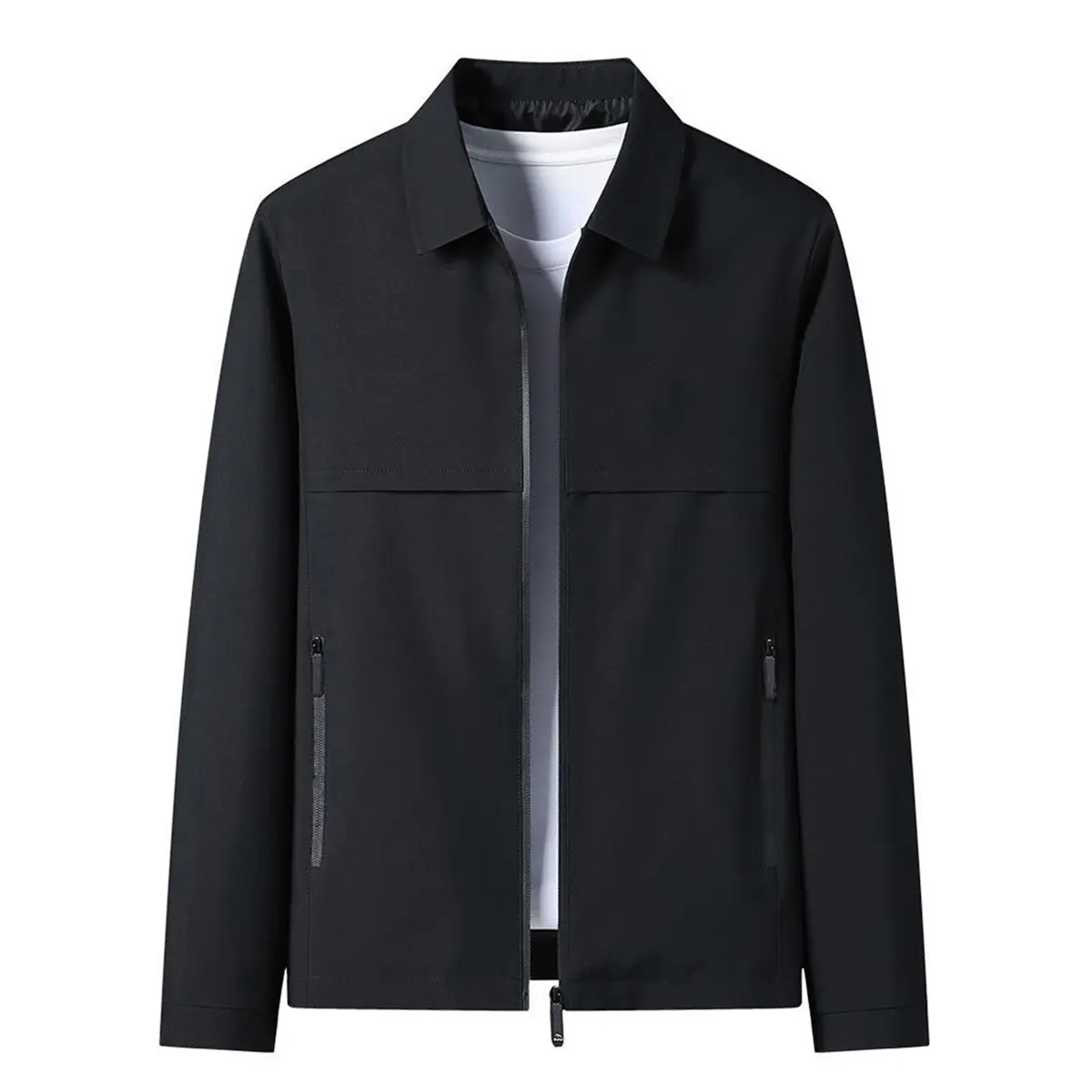 Men's Plain Baseball Jacket, Lightweight Polyester Windbreaker with a Fitted Cut for Casual Business and Daily Wear, No Hood