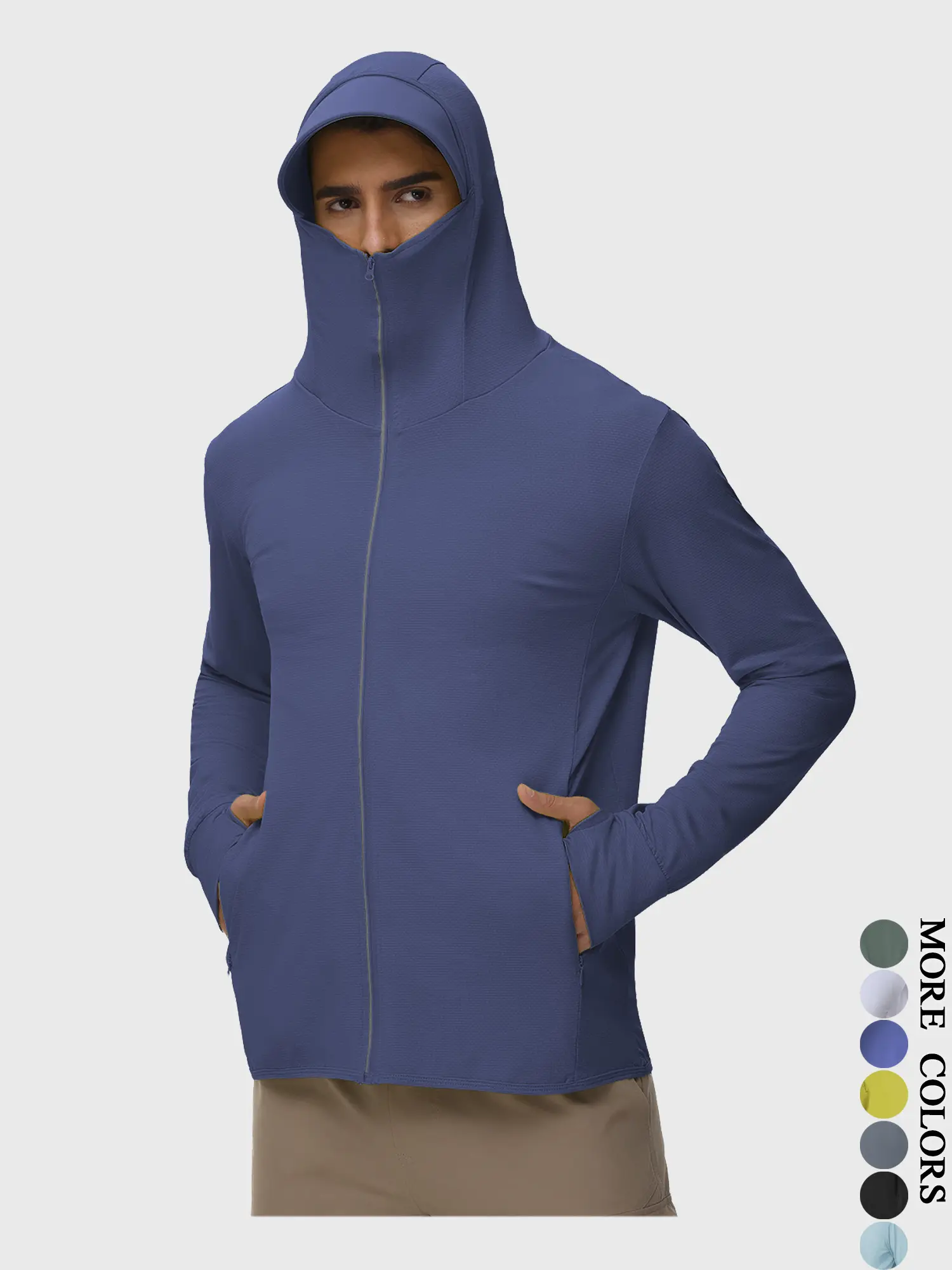 Top-Tier Men's UPF 50+ Sun Protection Hoodie | Full Zip Face Shield Breathable Mesh Fabric All-Day Comfort for Hiking Fishing#SummerVibes