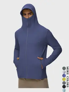 Top-Tier Men's UPF 50+ Sun Protection Hoodie | Full Zip Face Shield Breathable Mesh Fabric All-Day Comfort for Hiking Fishing#SummerVibes