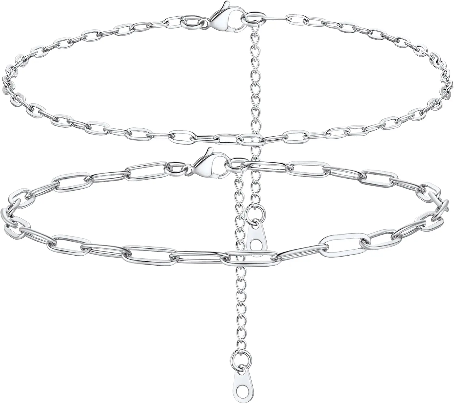 K: silver-paperclip chain(2pcs)