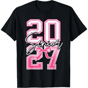 Class of 27 Senior 2027 Graduation Pink Girls T-Shirt