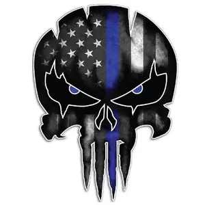 American Flag Skull Pattern Car Sticker, Multipurpose Car Decal, Waterproof Vinyl Decals for Motorcycle Front Fairing, Fuel Tank, Car Window, Bumper, Cover Scratches Decorative Decals