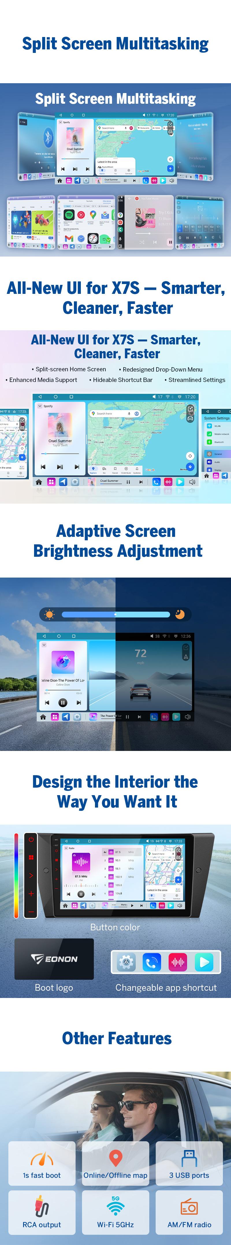 EONON Car Stereo for BMW 3 Series 325i, 328i, 330i, 335i (E90, E91, E92, E93) 2005-2013, BMW M3 2007-2012, Wireless CarPlay & Android Auto Car Radio, 9" Android 14 Touchscreen Head Unit, Bluetooth, GPS, Wi-Fi, Sub, SWC - E90X7A