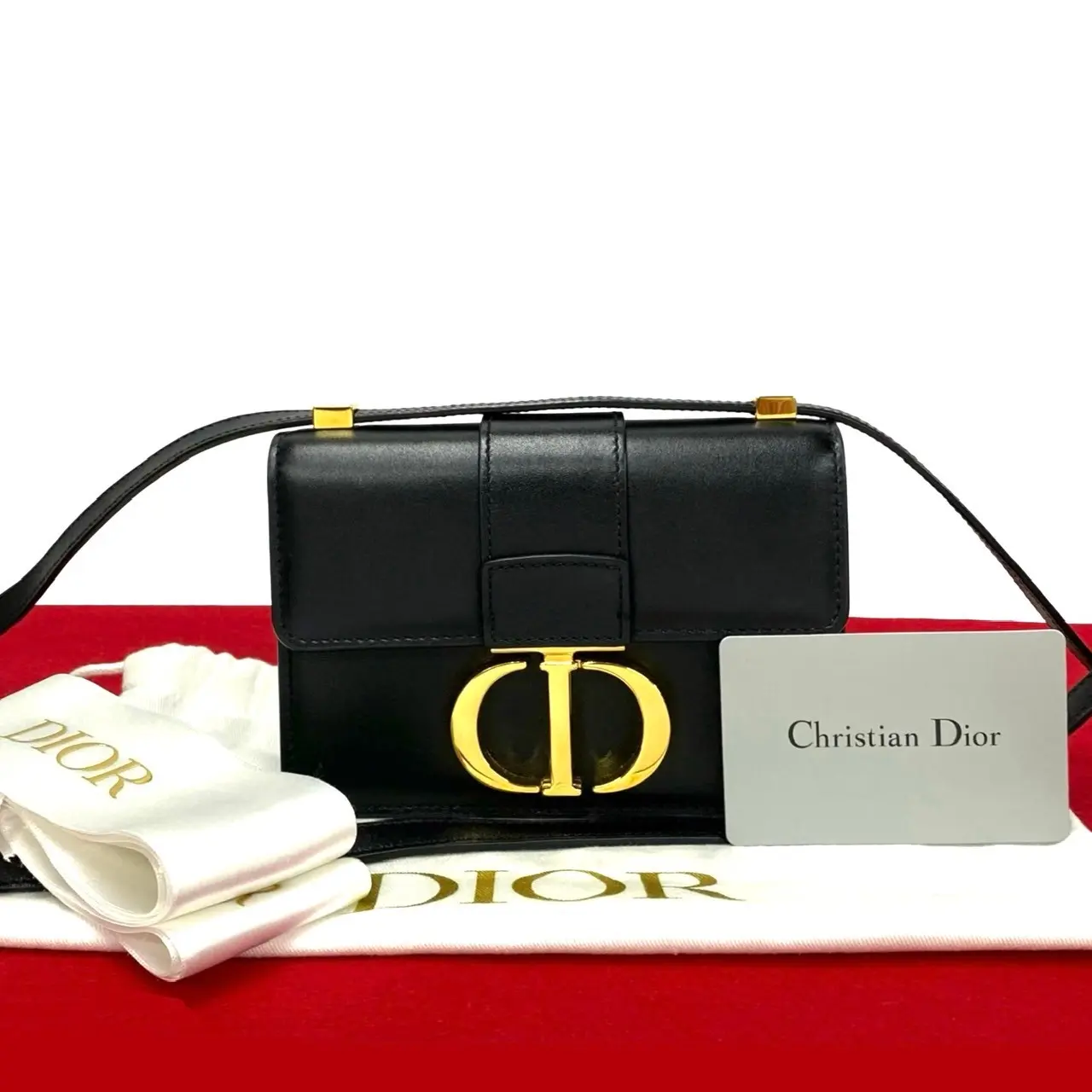Pre-owned Dior Calfskin Shoulder Bags Christian Montaigne Calf Leather Mini Shoulder Bag