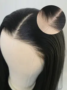 Straight 13x4 Lace Frontal Glueless Wig Pre-Cut Pre-Plucked Pre-Bleached Natural Hairline 180% Density Wear Go Wig Human Hair With Invisi Draw-strings