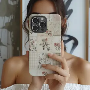 Pattern Patchwork Phone Case Flower Collage Girly Gift Art Cover for iPhone 17 16 15 14 13 12 11 Pro Max Plus, Galaxy S26 S24 S23 S22 Ultra Gift  2-IN-1 design, anti-slip and anti-fall Double impact resistance
