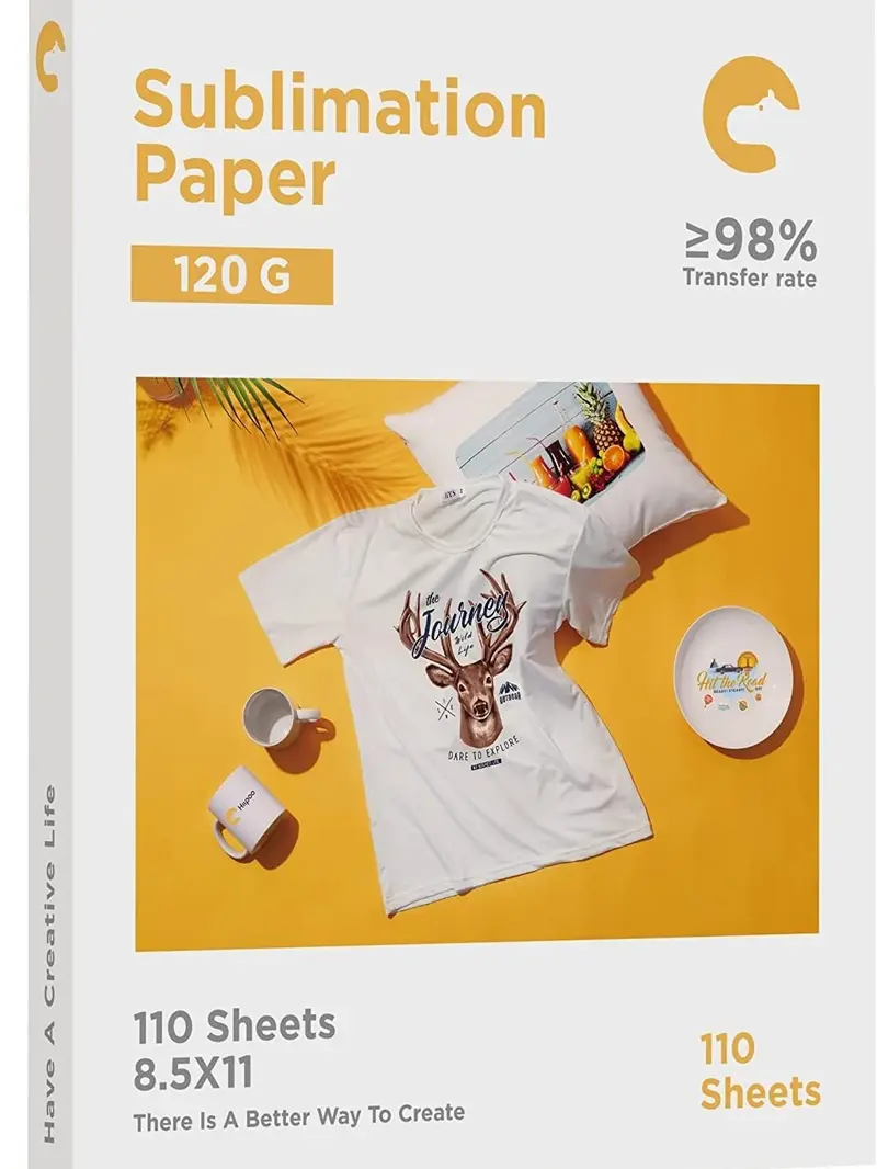 Sublimation Paper 8.5x11 Inch, Work with Sublimation Ink and E Sawgrass Inkjet Printers for Mugs T-Shirts Light Fabric and Other Sublimation Blanks (110 Sheets, 120G) (A-8.5x11)