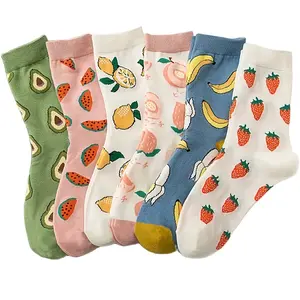 6 pairs of cute fruit pattern socks,  women's stockings and socks