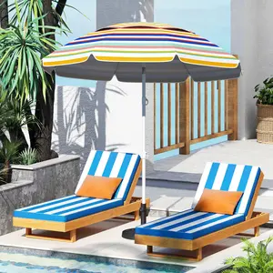 COSTWAY - 6.5 Feet Beach Umbrella with UPF50+ Sun Protection and Push Button Tilt-Colorful