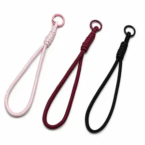 Solid Color Hand Woven Thick Paracord Wrist Lanyard Strap Keychain For Phone Case Keys Bags