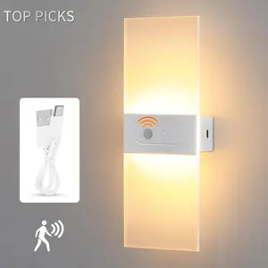 6000K Warm White Motion Sensor Wall Sconce – Battery‑Powered, USB‑Rechargeable Wireless Indoor Night Light for Hallway, Stairs & Living Room