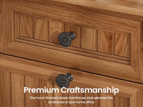 SEDETA 4 Drawers File Cabinet, 33" Farmhouse Filing Cabinets for Home Office fit Legal/Letter/A4 File, Wood Office File Cabinet with Power Outlets, Printer Stand with Storage