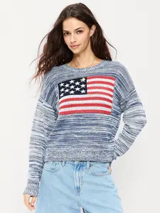 Old Navy Women's Seaside Cotton Long-Sleeve Flag Sweater