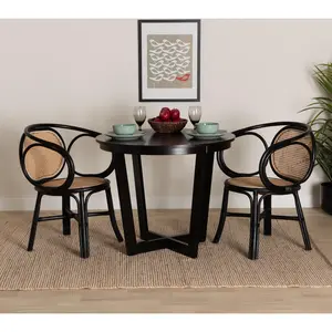 bali & pari Palesa Black and Brown Rattan Dining Chair