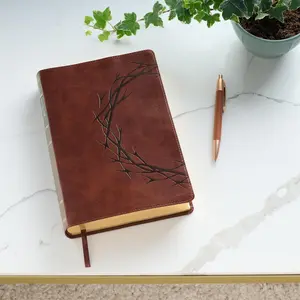 KJV Holy Bible, Giant Print Full-size Red Letter Edition, Thumb Index Tabs & Ribbon Marker, King James Version, Vegan Leather, Crown of Thorns, Brown 14 pt. Type (KJV Full Size GP Editions)