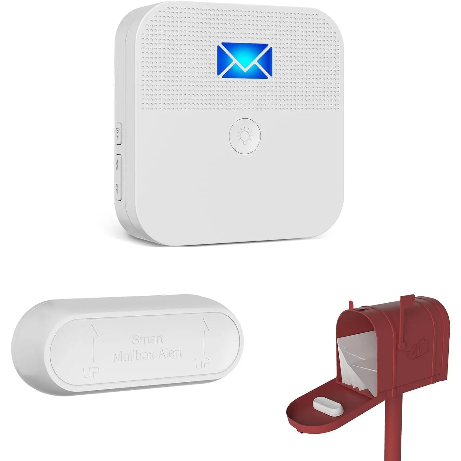 Wireless Mailbox Alarm Notification System, 600 ft Long Range Mail Alert with Audible Chime and Flashing LED Light, Sound Reminder