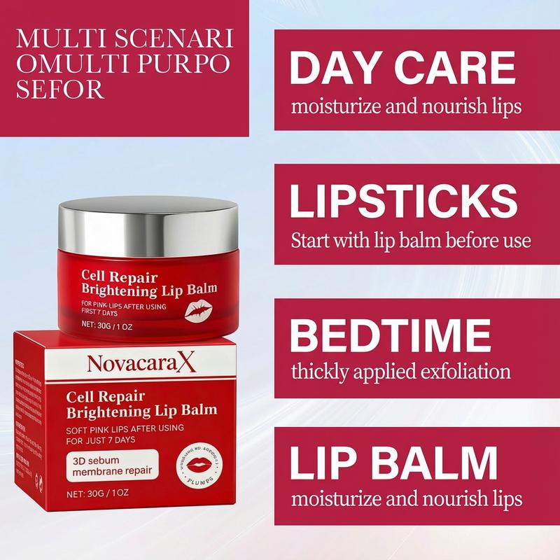 NovacaraX Dark Lip Balm - Lip Mask and Gloss Oil Exfoliating Moisturizing Nourishing Treatment for Smooth Soft Natural Pink Lips 2025 New Daily Nourishing Moisturizer