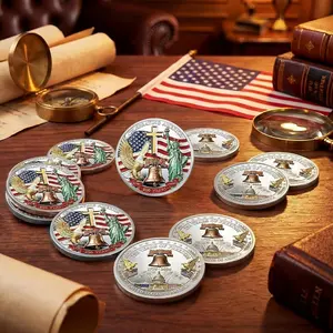250th Anniversary Commemorative Coin, USA Anniversary Coins, Double-Sided Pattern American Challenge Coin,America 250 Years Merchandise for Celebration & Gifts