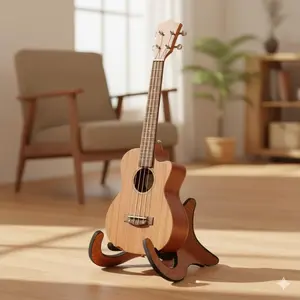 Portable Folding Ukulele Stand, Universal Instrument Holder for Guitar and Ukulele, Anti-Tip Reinforced Performance-Grade Stand, Scratch-Resistant, Multi-Scenario Storage for Dorm Room and Living Room.