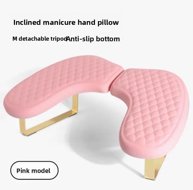 Pink Nail Art Hand Pillow Russian Style U-shaped High-end Foldable Comfortable Quilted Diamond Pattern Hand Pillow Cushion Nail