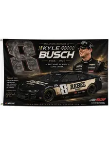 Kyle Busch Memorial Racing Flag, Rebel Bourbon #8 Nascar Tribute Banner, Forever A Legend Wall Decor 3x5FT Open For Sale!