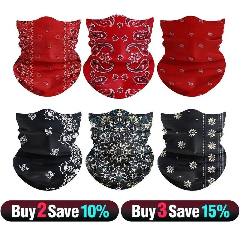 6Pcs Summer UV Protection Cooling Neck Gaiter Face Mask Unisex Face Mask, Seamless Bandana & Multi-Use Headwear | Ideal for Biking, Fishing, Climbing & Outdoor Sports Balaclava Tactical Camo, Full Balaclava, Ski Sun Visor Cap Windproof Neck Gaiter Set