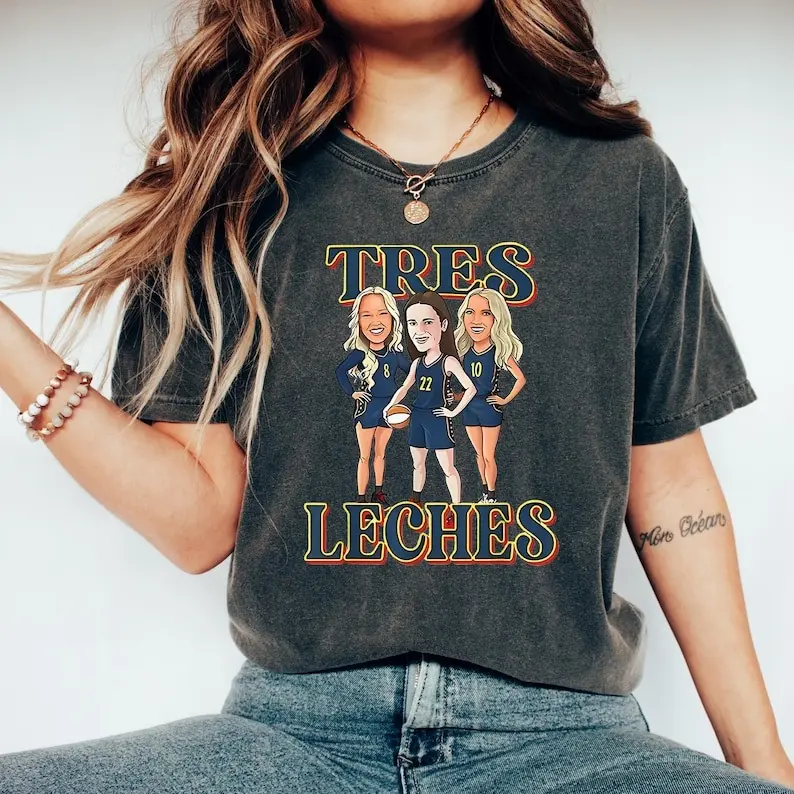 Comfort Colors Tres Leches Shirt - Vintage Indiana Basketball Graphic Tee, Retro Oversized Funny Women's Sports Fan Gift