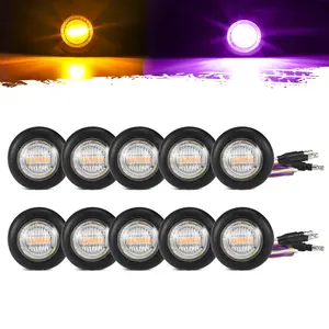 Partsam Dual Color LED Marker Light Amber to Purple, 3/4" Round, Pack of 10