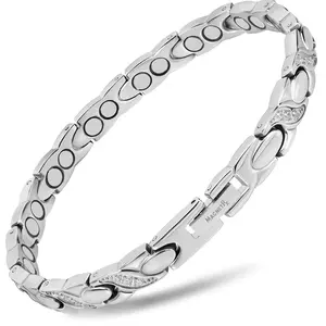 MagnetRX Ultra Strength Magnetic Bracelet Crystal XO For Women (Silver)