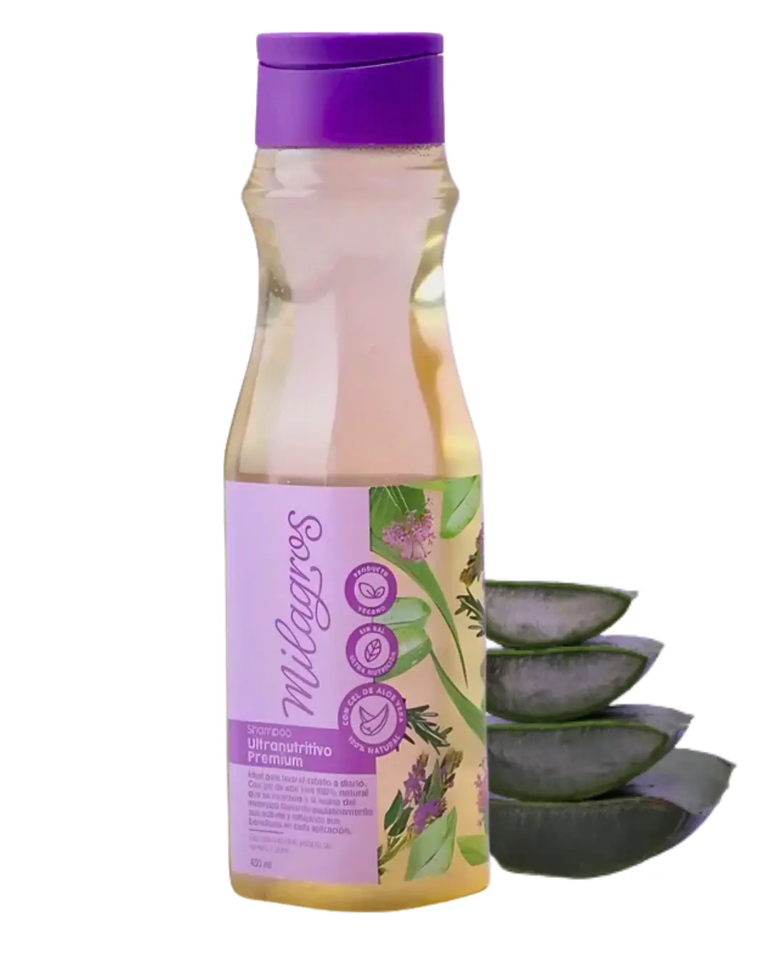 Milagros Premium Ultranutritive Shampoo, 450ml Daily Cleansing & Repairing Haircare for Adults - Single Bottle with Aloe Vera, Quina, Rosemary & Natural Cinchona for Pollution Damage, Anti-Hair Loss Support for Wavy & Fine Hair