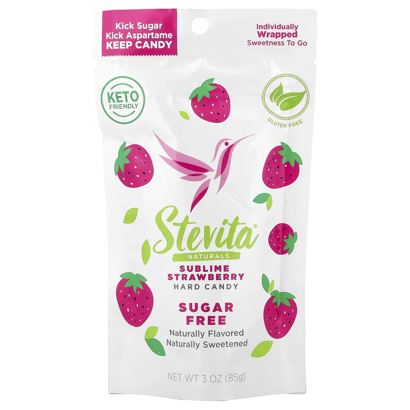 Stevita Naturals Naturals, Sugar Free Hard Candy, Sublime Strawberry, 3 oz (85 g)