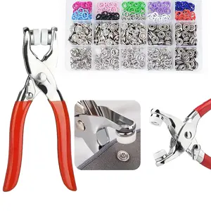 200 set Claw Button Kit,9.5mm Snap Fasteners Kit with Pliers-Suitable for Fabrics with a Thickness of 1-3 cm,Metal Snaps Kit with Tool, Five Claw Buckle Tool Set, Hand Press Snap Button, Tool Snap Button, Fastener Plier