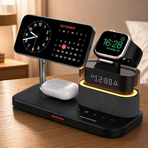Magnetic Wireless Charging Station for iPhone 15 14 13 12 AirPods Pro Samsung Qi Certified Fast Charger Multi Device Home Office Travel Portable Charging Pad
