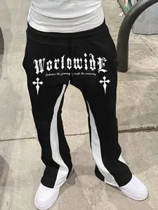 Men's Colorblock Letter Print Sweatpants, Casual Comfy Regular Fit Pants for Fall & Winter, Men's Trousers for Daily Wear, Sports Casual Pants