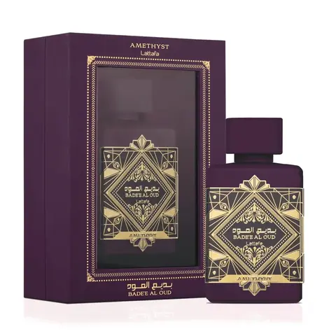 Lattafa Bade’e Al Oud Amethyst or Men and Women Eau de Parfum Spray, 3.4 Ounce Floral Oud Amber Vanilla Fragrance