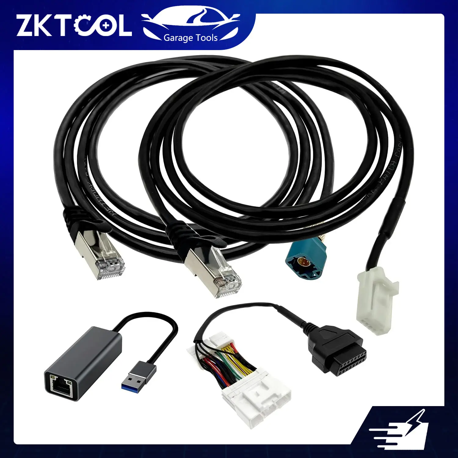 ZKTOOL Diagnostic Cables Set for Tesla Model S 3 X Y, USB OBD2 Diagnostic Tools Adapter for Lanuch X431 PADIII/PADV/PADVII/EV MAX/PRO 3S+V3.0 Ultra Tablets.with OBDII Adapter Harness 1013230-00-A.