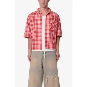 mnml Crop Flannel S/S Shirt - Red