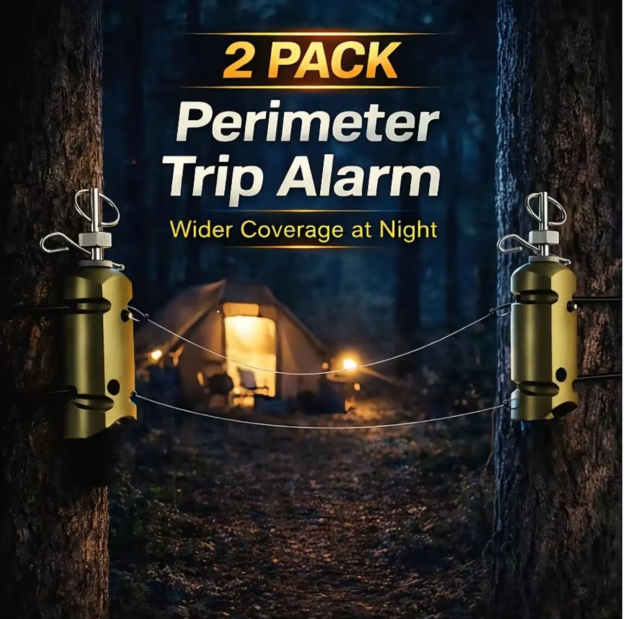 Aluminum Trip Wire Alarm Device Camping TentAlarm Outdoor Travel Security Perimeter EarlyWarning System Scare Animals 2pcs