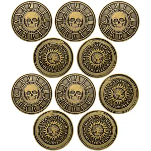 Memento Mori Coin by Stoic Essentials, 10-Pack Medallion Set, Gold Tone Metal Tokens for Stoic Practice
