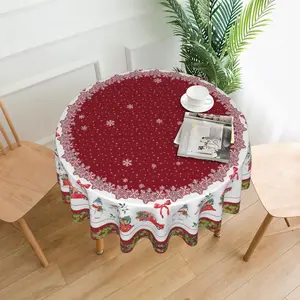 Christmas round plain weave tablecloth waterproof, anti-scalding and scratch-proof high-end restaurant household round tablecloth
