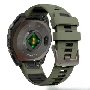 Compatible with Garmin fenix8 official silicone strap, Garmin Epix Pro two-tone strap with stainless steel buckle