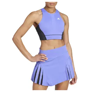 adidas Womens Crop Crew Neck Athletic Tank Tennis Casual - Blue