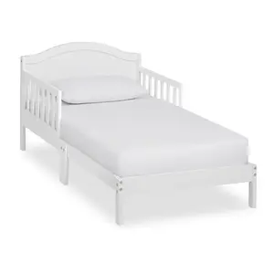 Wooden Toddler Bed with Safety Guardrails and Mattress Support Rails: A Trustworthy Companion for Your Child's Growth Assembled Dimensions: 57 L x 29 W x 28 H. Inches