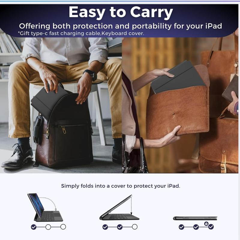 jibrea lg magic Keyboard Case for iPad Pro 11(1st, 2nd, 3rd, 4th gen) ” & iPad Air 10.9”/11” (M3/M2), Magnetic with Backlit, Trackpad & Shortcut Keys – Black/White color change backlight Tablet Adjustable Wireless Device wake function teclado