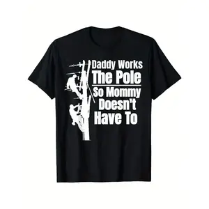 Dads Funny Electrical Lineman Gear |   Husband & Lineman Wife T-Shirt, Unisex Cotton Casual Round Neck Outdoor Short Sleeve T-Shirt with Slight Stretch, Slightly Elastic, 100%Cotton, S-XXXL y2k  outfits  men time   double print   Vintage Metalcore Graphic