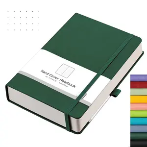 Bullet Dotted Journal - 320 Numbered Pages Dot Grid Notebook A5 Thick Journal, 100gsm Thick Dotted Paper, Leather Hardcover,Inner Pocket, 5.75'' × 8.38'' - Green