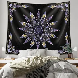 Floral Mandala Tapestry Wall Hanging Cute,Boho Wall Tapestry for Bedroom Aesthetic,Flower Bohemian Living Room Decor for Teen Girls