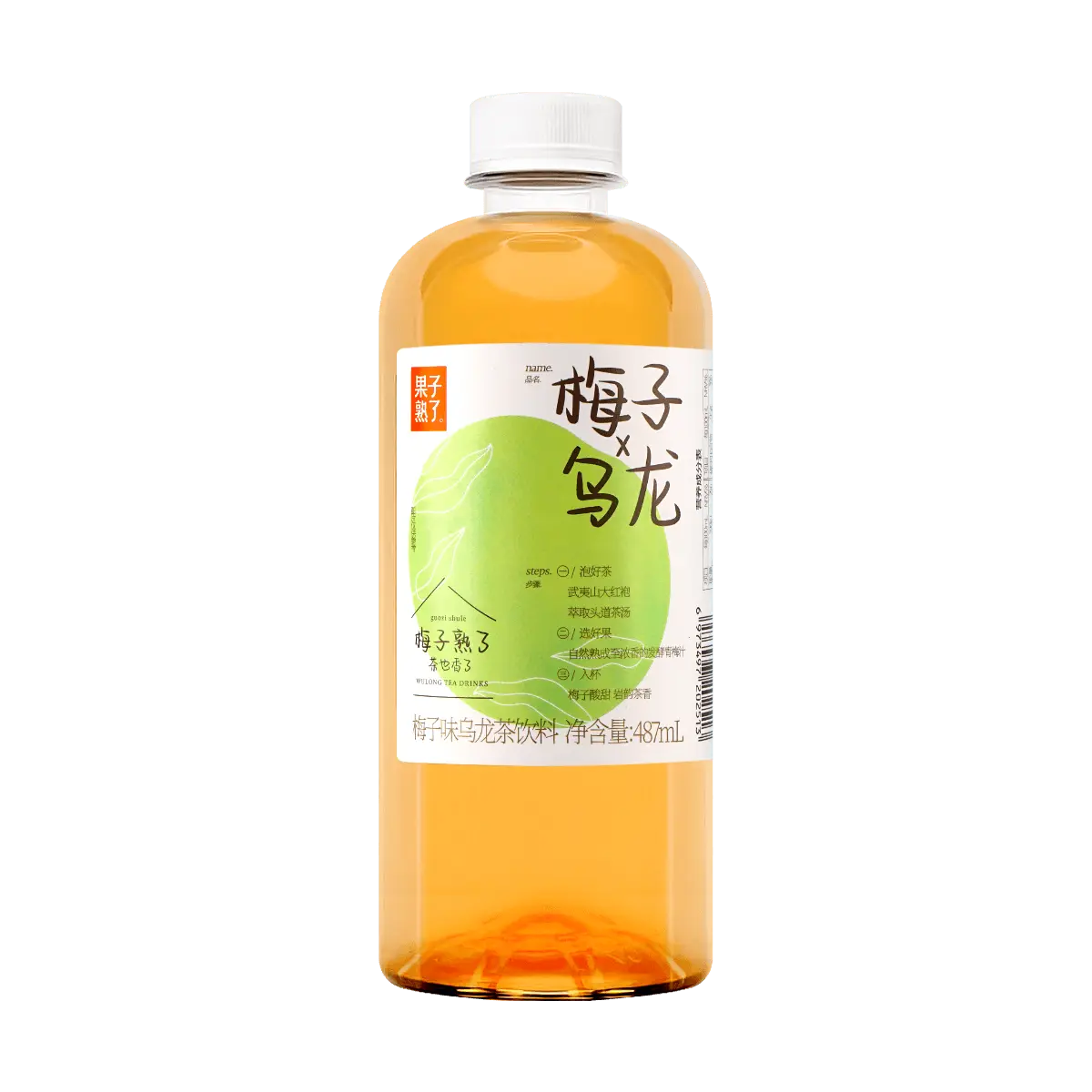 GZSL Plum Oolong Tea Drink 487ml - Real Fruit Juice Added, Refreshing Beverage for Tea Lovers