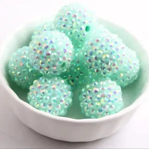 Mint Green 20mm Rhinestone Beads Set of 5